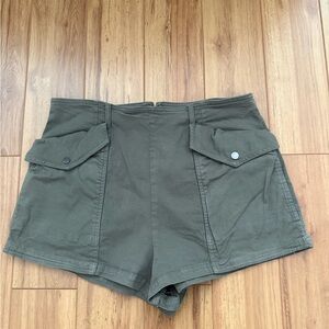 Anthropologie Washed Utility Shorts in Olive